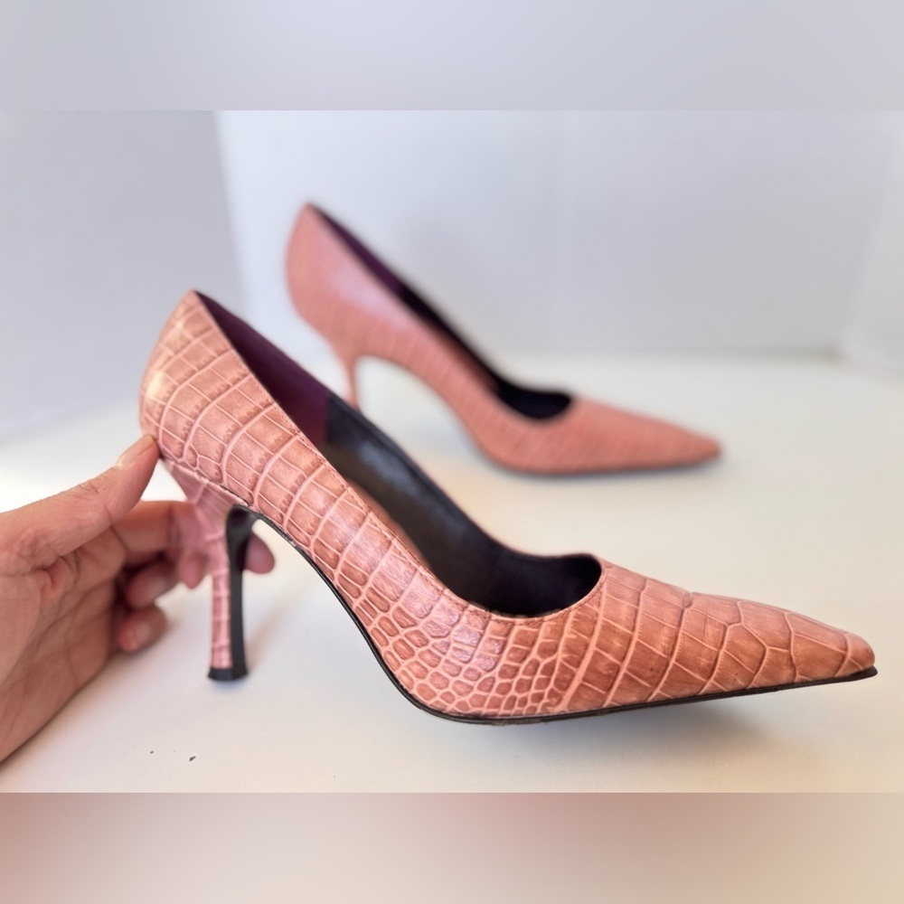 90s Y2K Vía Spiga Antique Rose Ally Croc Pattern Pointy Stiletto Heels Size 8.5